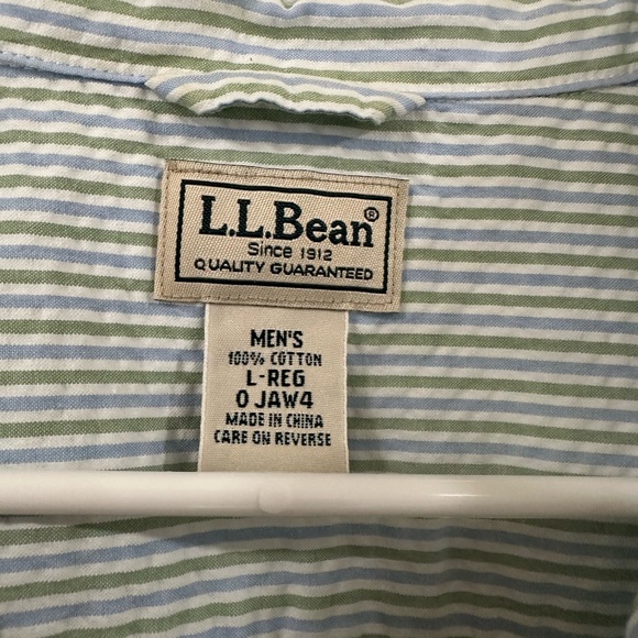 L.L. Bean Men's Green and blue Striped Casual Shirt 100% cotton size L - Picture 4 of 7